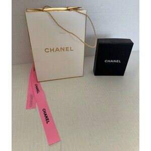 Authentic Chanel Shopping Gift Bag and Box With ribbon